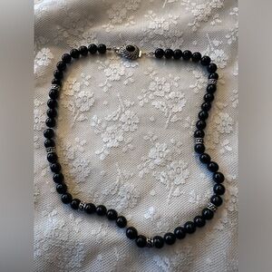 Elegant Black Beaded and Silver Toned Necklace by Talbots read below ⚠️👇